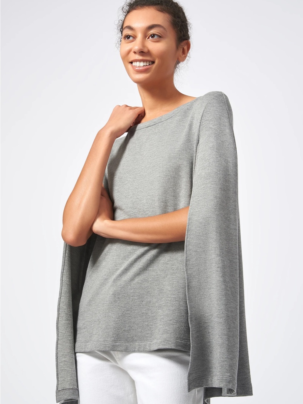 KAL RIEMAN Cape Sweatshirt Heather Gray Small Luxury French Terry Top - Picture 2 of 6